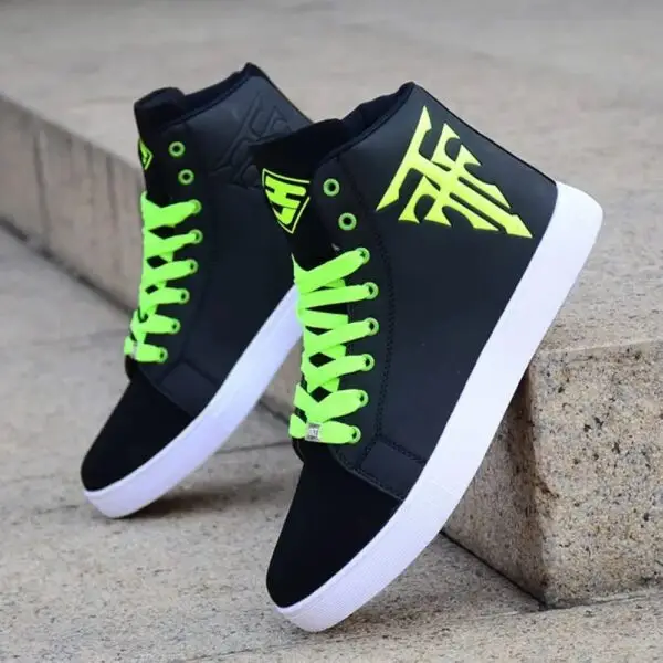 Fashion Men Shoes Luxury Designer High Top Sneakers Men Sports Walking Footwear Men Superstar Shoes Flat (Black Green, 48) - Image 4