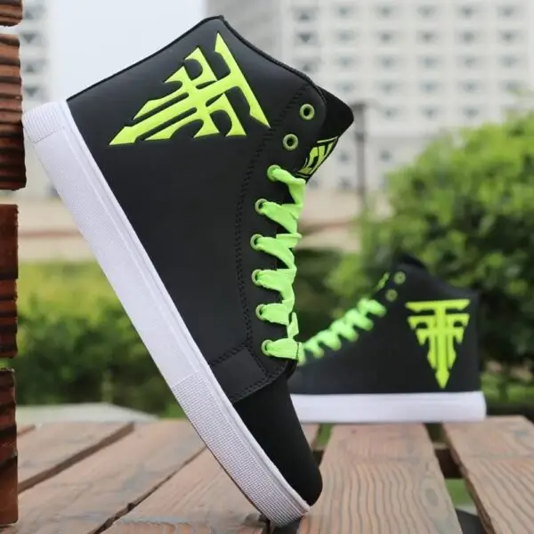 Fashion Men Shoes Luxury Designer High Top Sneakers Men Sports Walking Footwear Men Superstar Shoes Flat (Black Green, 48) - Image 2